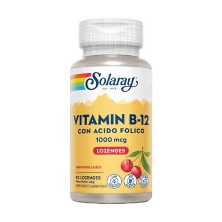 Vitamina B12 1000 mcg y Ácido Fólico 90 comp. (Solaray)
